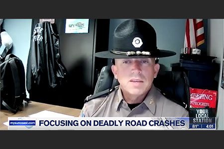 State trooper talking about national passenger safety week