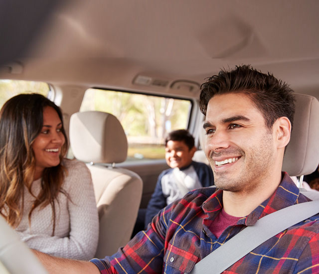 Latino family in a car